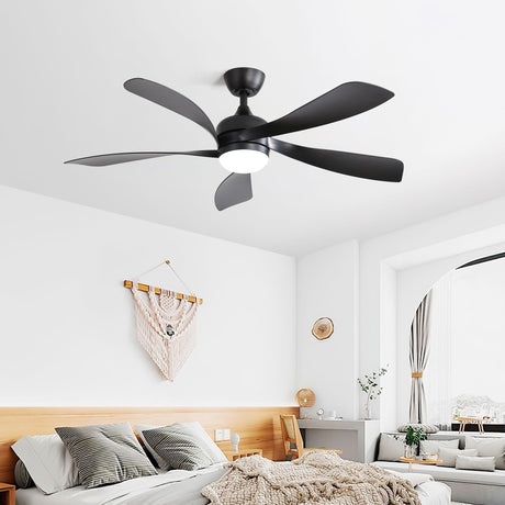 Ceiling Fan With 3-Color Dimmable LED Light and Remote Control - Black HouseOfZazla