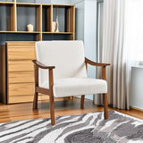 Yaheetech Fabric Accent Chair, Mid-Century Modern Armchair with Solid Wood Legs, Reading Leisure Chair with High Back for Living Room Bedroom Waiting Room,Ivory Yaheetech