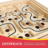 GOTHINK Wooden Labyrinth Game, Mable Ball Tilt Maze Board Game,Table Balance Game and Toy for Kids and Adults GOTHINK