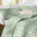 Bedsure Tufted Boho Comforter Set Queen Size - Sage Green Boho Bed Set, GentleSoft™ 3 Pieces Farmhouse Shabby Chic Embroidery Bedding, Gifts for Woman, Soft Jacquard Queen Comforter for All Seasons Bedsure