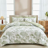 DJY Sage Green Comforter Set King, 7 Pieces Bed in a Bag King Size Botanical Comforters with Sheets Elegant Plants Print Soft Microfiber Reversible Complete Bedding Sets for All Season DJY