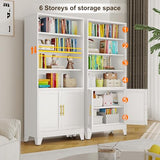erosoei 71" H Tall Metal Bookcases and Bookshelves with 2 Doors and Adjustable Shelves，Tall Storage Cabinet Industrial Bookshelf 6-Tier Open Display Shelf，Decor Furniture for Living Room, Bedroom erosoei