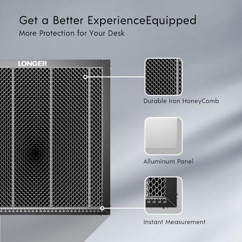 Longer Honeycomb Working Table, 15.7"x 15.7"x 0.86" Honeycomb Working Bed for CO2 or Diode Laser Engraver Cutting Machine, Fast Heat Dissipation with Aluminum Plate for Table-Protecting Longer