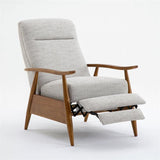 Comfort Pointe Terni Wood Arm Push Back Recliner in Sea Oat Beige Performance Fabric Comfort Pointe