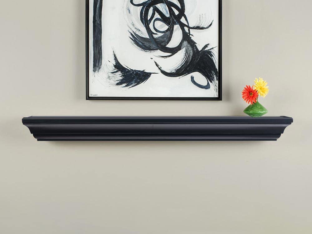 MANTELSDIRECT 72 Inch Floating Fireplace Mantel Wood Shelf in Black - Colton from Mantels Direct | Wooden Rustic Wall Shelf Perfect for Décor and Electric Fireplaces MANTELSDIRECT