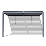 BPS 13 x 10 ft. Outdoor Aluminum Wall Mounted Louvered Pergola Waterproof Gazebo Sun Shade Shelter with 2 Adjustable Rainproof Panels for Patio, Garden, Backyard Lawn & Garden - Dark Gray BPS