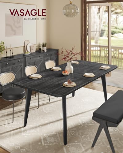 VASAGLE MAEZO Collection - Extendable Dining Table for 4/6/8, Kitchen Table with Tapered Legs, Curved Transitions, for Dining Room, Kitchen, Home Office, Charcoal Gray UKDT090B01V1 VASAGLE