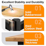 MUWOOD 60” Folding Workbench, 2000 LBS Capacity Heavy Duty Workbench, Height Adjustable Foldable Work Table, Rubberwood Collapsible Desk for Workshop, Garage, Office, Home MUWOOD