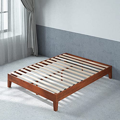 ZINUS Wen Deluxe Cherry Wood Platform Bed Frame - Sturdy, Stylish, No Box Spring Needed - WoodArtSupply