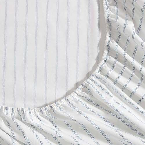 Eddie Bauer - Twin Sheets, Cotton Percale Bedding Set, Crisp & Cool Home Decor (Essential Stripe White, Twin) Eddie Bauer