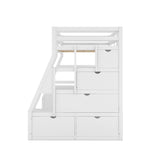 Harper & Bright Designs Twin Loft Bed with Stairs, Desk, and Storage – Solid Wood Frame in White Harper & Bright Designs