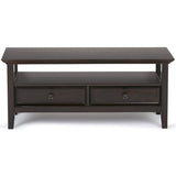 SIMPLIHOME Amherst SOLID WOOD 44 inch Wide Rectangle Coffee Table in Hickory Brown for the Living Room and Family Room SIMPLIHOME