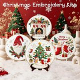QCCTPUU 4 Sets Christmas Embroidery Kits, Beginner Embroidery Kit for Adults, Cross Stitch Kits for Beginners with Hand Embroidery Tools(Instructions, Needles, Threads