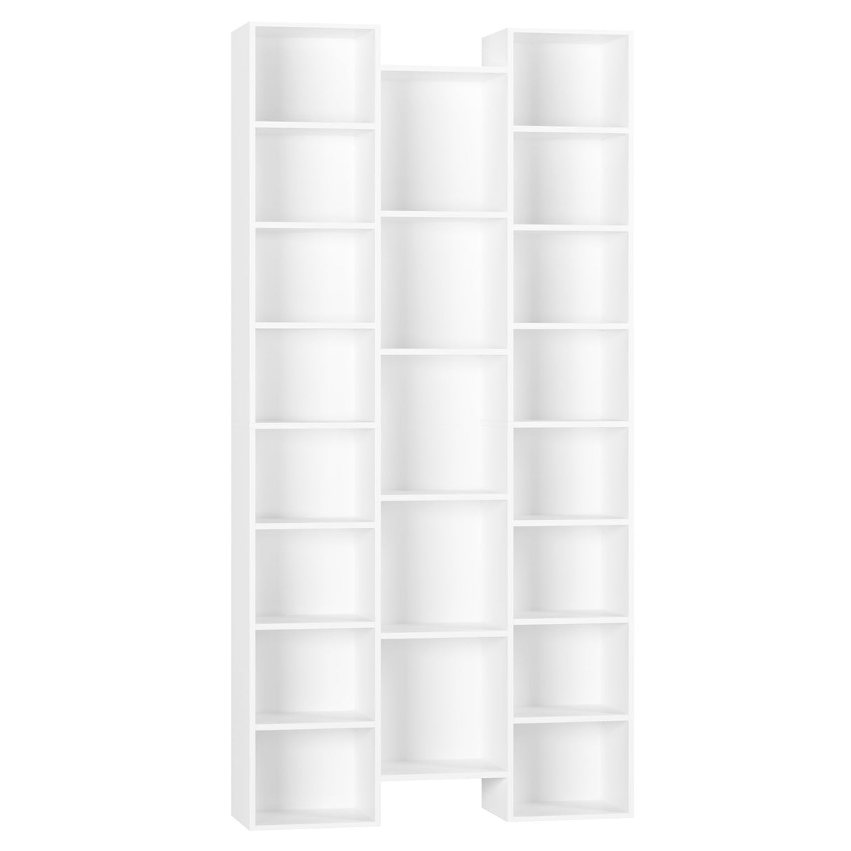 FOTOSOK Triple Wide 8 Tier Media Storage Tower Rack, 71’’ Large CD DVD Storage Tower Rack with Adjustable Shelves, White Bookshelf Tall Narrow Bookshelf Storage Organizer Shelf for Home Office, White FOTOSOK