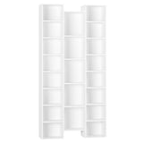 FOTOSOK Triple Wide 8 Tier Media Storage Tower Rack, 71’’ Large CD DVD Storage Tower Rack with Adjustable Shelves, White Bookshelf Tall Narrow Bookshelf Storage Organizer Shelf for Home Office, White FOTOSOK
