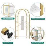 YITAHOME 5-Tier Gold Arched Bookshelf - Elegant White & Gold Storage Rack for Home, Office, and Living Space YITAHOME