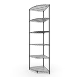 Corner Shelf Wire Shelving Unit, 6 Tier NSF Metal 420lbs Capacity Heavy Duty Adjustable Storage Rack with Shelf Liners for Closet Kitchen Bathroom Garage Basement, 72" H x 18" L x 18" D - Black pouseayar