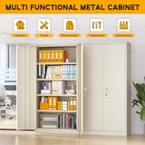 Greenvelly Metal Garage Storage Cabinet with Doors and Shelves,72" Steel Locking Garage Storage Cabinet,Metal Office Storage Cabinet for Home,School,Garage(Grey) Greenvelly