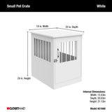 ClosetMaid Pet Crate End Table Furniture for Small Dogs or Cats Under 12 lbs, White Wood Finish ClosetMaid