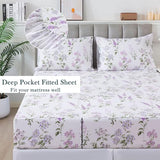 FADFAY Twin XL Botanical Sheets for College Percale Cotton Teal Green Leaves Patterned Bed Sheet Minimalist Bedding Dorm Room Soft Crisp & Cool Deep Pocket Fitted Sheet, 4Pc, Twin Extra Long Sheet FADFAY