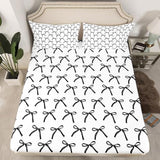 Cartoon Bowknot Kids Sheet King Size,Bow Tie Geometric Patchwork Modern Bedding Set,Girls Women Room Decor,Bow Butterfly Knot Black White Simple Bed Sheet Set 4pcs(Fitted + Flat + 2 Pillowcases) Manfei