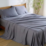 Bedsure Queen Sheet Set, Cooling Sheets for Queen Size Bed Set, Rayon Derived from Bamboo, Breathable & Soft, Deep Pocket Up to 16", Hotel Luxury Silky Bedding for Hot Sleepers, Dark Grey Bedsure