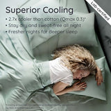 Bambaw 100% Viscose Derived from Bamboo Sheets Queen Size Deep Pocket Set – 4pcs Hotel Luxury Bedding Set, Fits Up to 16'' with Elastic Corner Straps, Ultra Soft Cooling Sheets Queen Size (Sea Glass) Bambaw