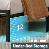 CLIBFENG Full Size Bed Frame with Headboard,Heavy Duty Steel Slats Support-LED Bed Frame with USB Charging Station,Mattress Foundation-Under Bed Storage,No Box Spring Needed,Noise Free，Black CLIBFENG