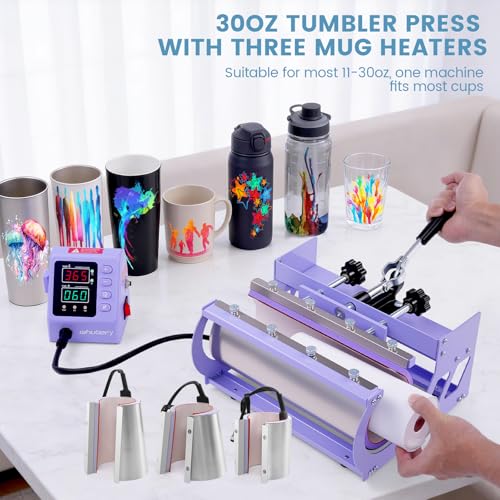 Whubefy Heat Press 15x15 inch 8 in 1 with 30OZ Tumbler Press, Slide Out 360° Swing Away Digital Shirt Press Machine, Industrial-Quality Heat Transfer Sublimation for T-Shirt/Tumbler/Mug/Hat/Cap/Plate Whubefy