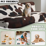 GLENLCWE Cow Print Futon Cover Brown Stretch Armless Sofa Cover with Elastic Bottom Fitted Sofa Bed Slipcovers for Living Room Anti Slip RV Couch Protector Couch Slipcover GLENLCWE