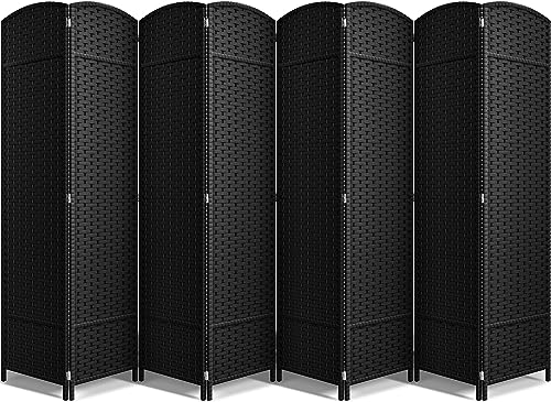 Sorbus 8-Panel Black Room Divider with Double Hinged Panels, 6 ft Tall Folding Privacy Screen Sorbus