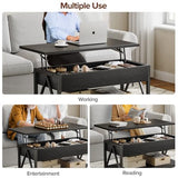 Memobarco Lift Top Coffee Table,Lift Coffee Table with Storage Shelf and Large Hidden Compartment for Living Room,Lifting top Coffee Table for Small Space,Black Memobarco