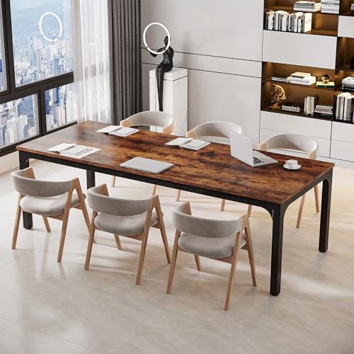 Tribesigns 6.5 FT Conference Room Table, 78.74" W x 27.56" D Large Office Conference Table, Modern Seminar Meeting Table for Boardroom. (Only Table) (Rustic Brown) - WoodArtSupply