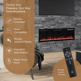 Modern Ember Vibrance 60 Inch Smart Linear Electric Fireplace Insert - Recessed or Wall-Mount, LED Multi-Flame Colors, Alexa/WiFi Enabled - Remote Included - Crystals Modern Ember