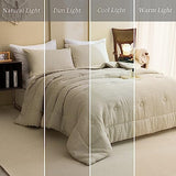 Merryword 100% Linen Comforter Set Queen Natural French Flax Linen Bedding Comforter Set Soft Breathable Moisture Wicking Comfy Bedding 3 Pieces Merryword