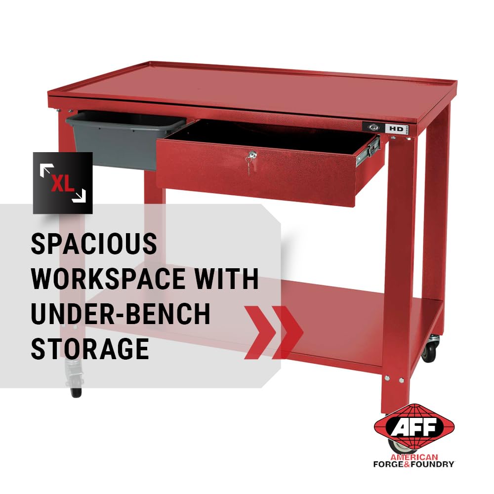 AFF Tear-Down Work Table - Portable Heavy Duty Workbench with Fluid Drainage System - 1,100 lb Capacity - 48" x 31.5" AFF