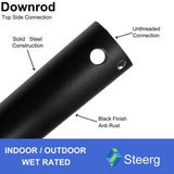 Steerg 36 inch Downrod included 5 20-AWG Extension Wire for Ceiling Fans Down Rod, Unthreaded, Dia 1.02'', Black Steerg