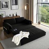 Gexpusm Futon Sofa Bed Queen Size,3-in-1 Convertible Sleeper Sofa,Pull Out Bed with Side Pocket,Loveseat Couch,Modern Futon Couch for Living Room,Small Space,Apartment,Bedroom (Black Velvet, 61") Gexpusm