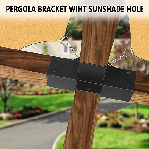 DEVALLEY 4-Way Right Corner Pergola Brackets Kit,Woodwork Brackets with Post Anchors for 4" x 4"(Actual:3.5"x3.5") Wood Beams for Patio Pergolas,Gazebos,Log Cabin W/Hardware (4 Pack)…