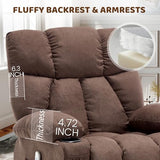 Massage Rocking Recliner Chair, Ergonomic Recliners Sofa with Vibration Massage & Heat, Rocking Chair Nursery Chair for Living Room Lounge with 4 Pockets, 2 Cup Holders, Brown