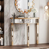 Artloge Half-Moon Mirrored Console Table Tall Semi Circle Entryway Desk 3 Legs Artloge