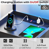 AOGLLATI LED Nightstand Set of 2 with Charging Station, 2 Drawers Night Stand with LED Lights for Bedroom, 2 USB Ports, 2 Power Outlets, Bed Side Table with Storage Shelves AOGLLATI