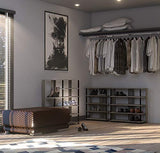 Furinno Turn-N-Tube 5 Tier Wide Shoe Rack, French Oak Grey/Black , 32 Inch Furinno