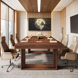Tribesigns 8FT Conference Table for 10 People, 94.5" W Large Meeting Table with 2 Cable Grommet, Business Style Seminar Boardroom Podcast Tables for Conference Room, Brown Tribesigns