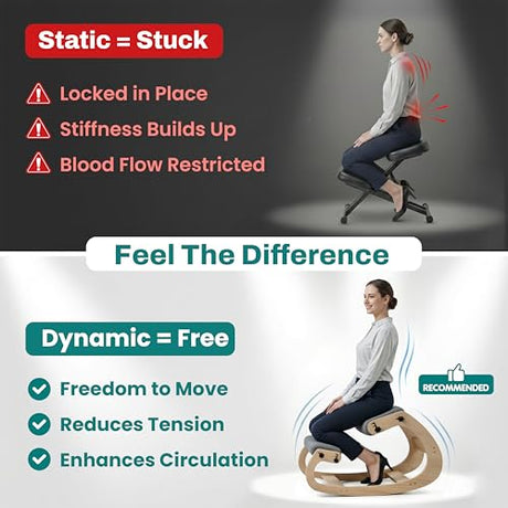 NYPOT Ergonomic Kneeling Chair with Adjustable Seats - Knee Chair for Posture Correction & Kneel Rocking Stool for Desk - Back Pain Relief for Home and Office, Supports 250 pounds - 5 Years Warranty NYPOT