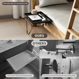 Magheo Bedside Shelf Foldable, Metal Clip-On Bunk Bed Table Shelf for Top Bunk Heavy Duty Bed Side Table Tray for College Dorm Room Essentials, Loft Nightstand Organizer Tray with 1 Cord Hole(Black) Magheo