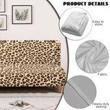Garucesta Futon Cover with Elastic Bottom Armless Sofa Covers Non Slip Washable Couch Slipcover Scratch-Resistant Futon Sofa Slipcover for Dogs Cats, Leopard Print Beige Garucesta