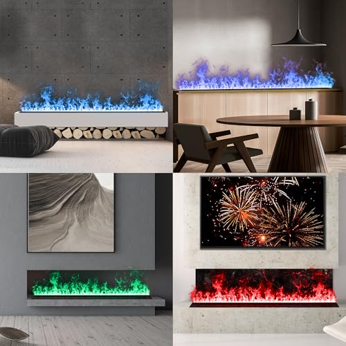 Water Vapor Fireplace Recessed Multicolour Realistic Atomized Flame, Electric Fireplace with Manual Water Control and Remote Control,with 5ft Power Cord,Size: L31.5 x W7.87x H8.27 in Mexhom