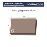 Grain Wood Furniture Montauk 2-Drawer Bedside Nightstand, Solid Wood with Farmhouse Black Finish Grain Wood Furniture