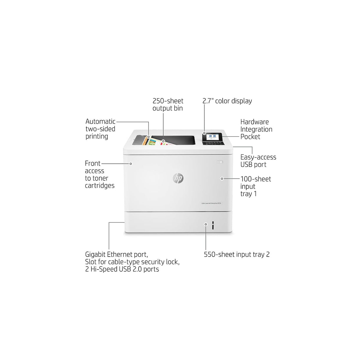HP Color LaserJet Enterprise M554dn Duplex Printer (7ZU81A),White HP